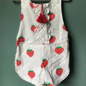 NWOT Kids One-Piece Strawberry Cotton Overalls